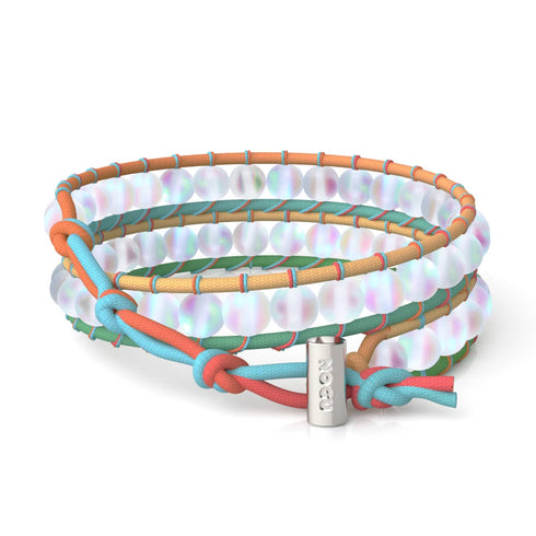 Regenbogenweiß | Meerjungfrauenglas | Spectrum Leinen Wickelarmband